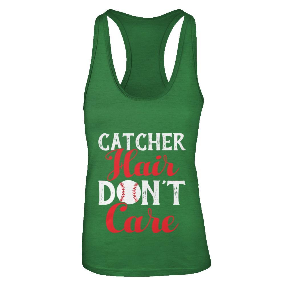 Catcher Hair Don't Care Baseball-T-Shirt & Tank Top-Women's Ideal Racerback Tank-Kelly Green