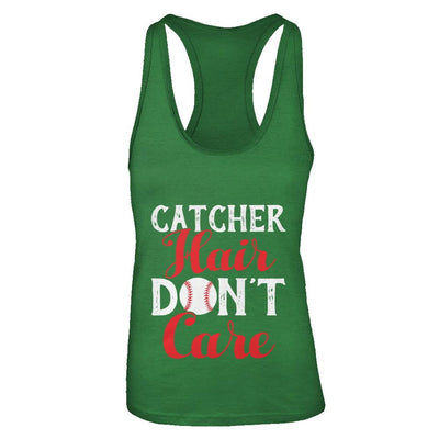 Catcher Hair Don't Care Baseball-T-Shirt & Tank Top-Women's Ideal Racerback Tank-Kelly Green