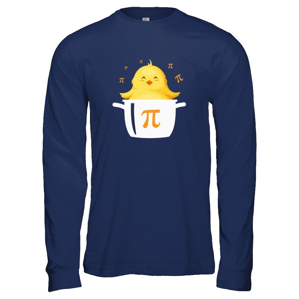 Funny Chicken Pot Pie Chicken Pot Happy Pi Day-T-Shirt & Hoodie-Long Sleeve T-Shirt-Navy