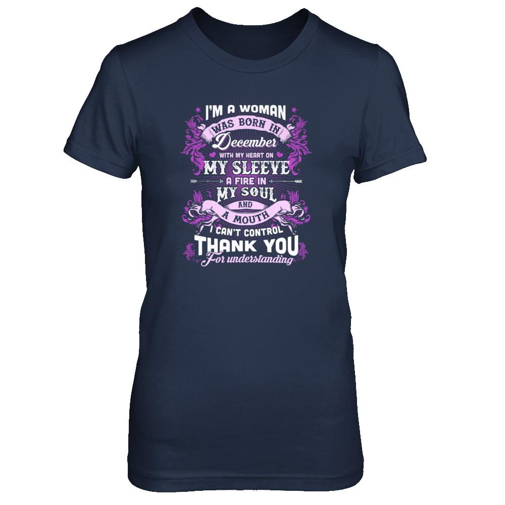 I'm A Woman Was Born In December With My Heart Birthday-T-Shirt & Tank Top-Women's T-Shirt-Navy