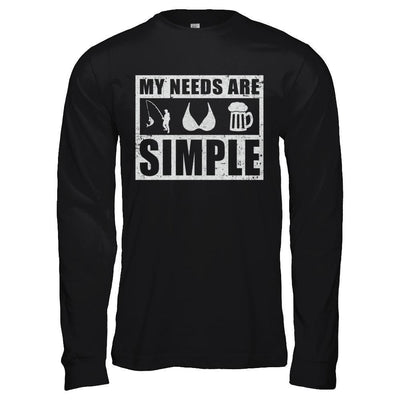 My Needs Are Simple Fishing Boobs Beer-T-Shirt & Hoodie-Long Sleeve T-Shirt-Black