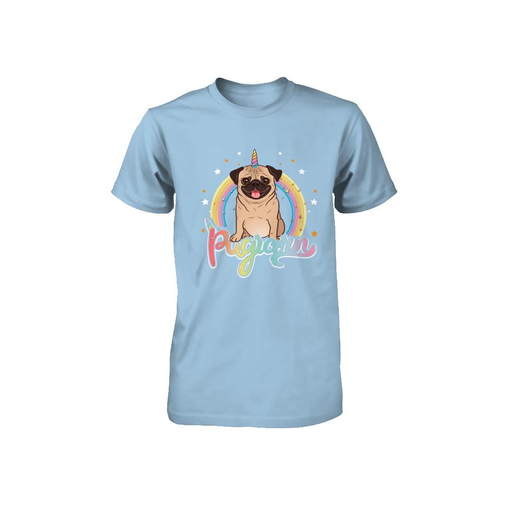 Rainbow Pugicorn Pug Unicorn For Kids Youth-Youth Shirt-Toddler T-Shirt-Light Blue