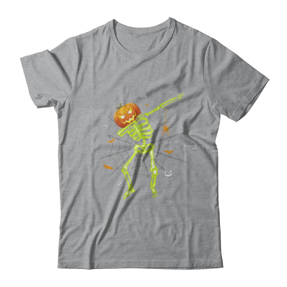 Funny Dabbing Skeleton Pumpkin Halloween Dab-T-Shirt & Hoodie-Classic T-Shirt-Sport Grey