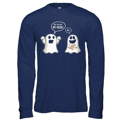 Funny Ghost Halloween Pizza Costume-T-Shirt & Hoodie-Long Sleeve T-Shirt-Navy
