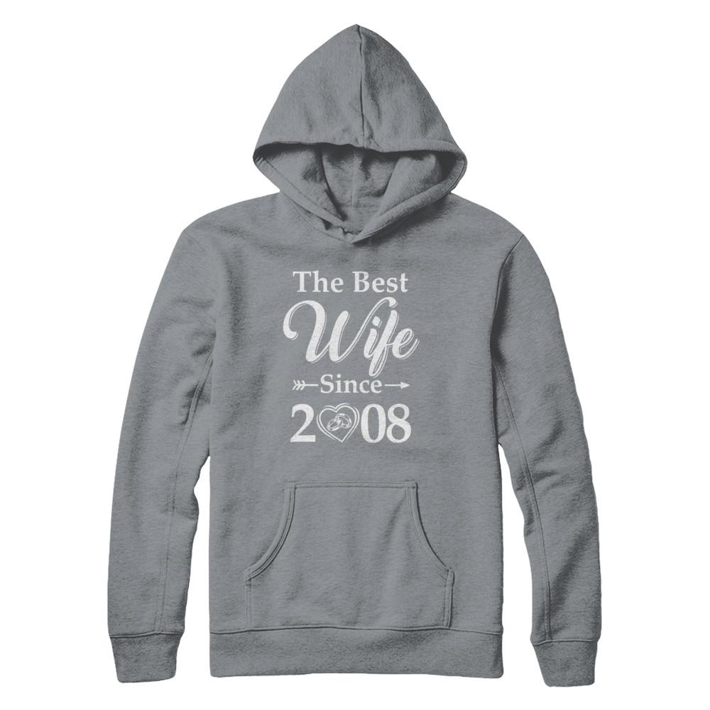 13th Married Together Anniversary Since 2008 Husband Wife-T-Shirt & Hoodie-Pullover Hoodie-Light Steel
