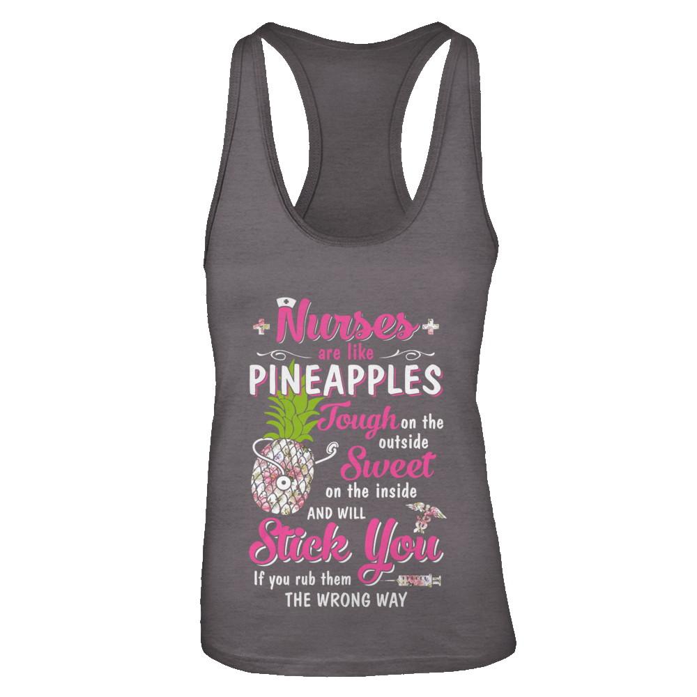 Funny Nurses Are Like Pineapples CNA Nursing Gift-T-Shirt & Tank Top-Women's Ideal Racerback Tank-Dark Grey