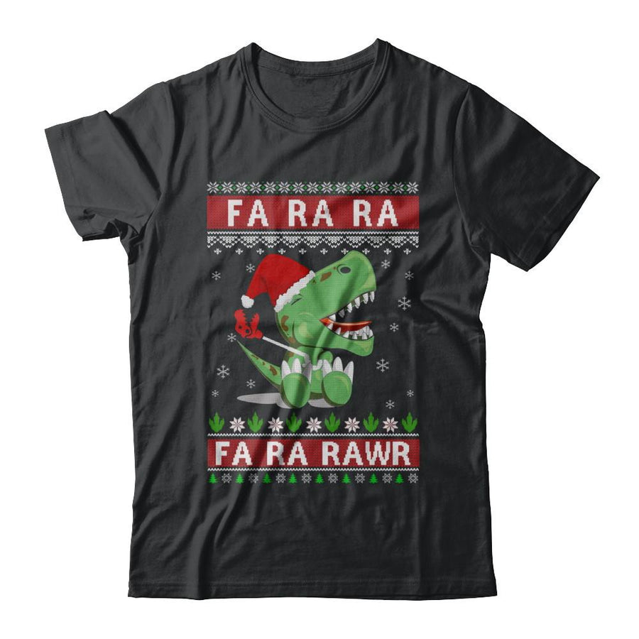 Fa La La Fa Ra Rawr T-Rex Dinosaur Ugly Christmas Sweater-T-Shirt & Sweatshirt-Classic T-Shirt-Black