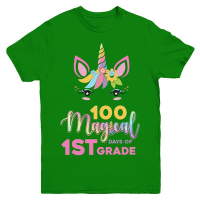 100 Magical Days Of 1St Grade School Unicorn Girl Gift Youth-Youth Shirt-Youth T-Shirt-Irish Green