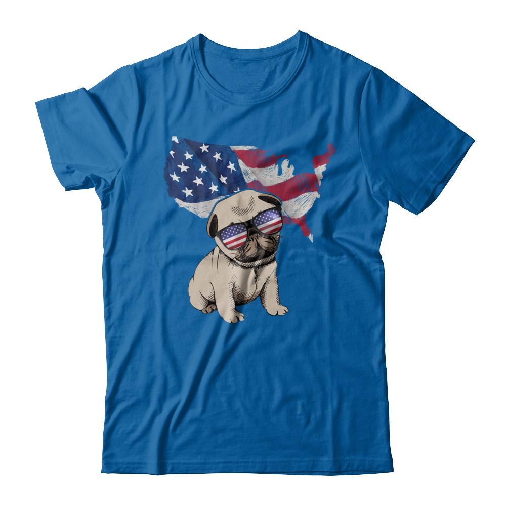 Funny Patriot Pug Dog 4Th Of July American Flag-T-Shirt & Hoodie-Classic T-Shirt-Royal