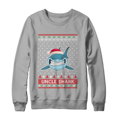 Santa Hat Uncle Shark Ugly Christmas Sweater-T-Shirt & Sweatshirt-Crewneck Sweatshirt-Light Steel