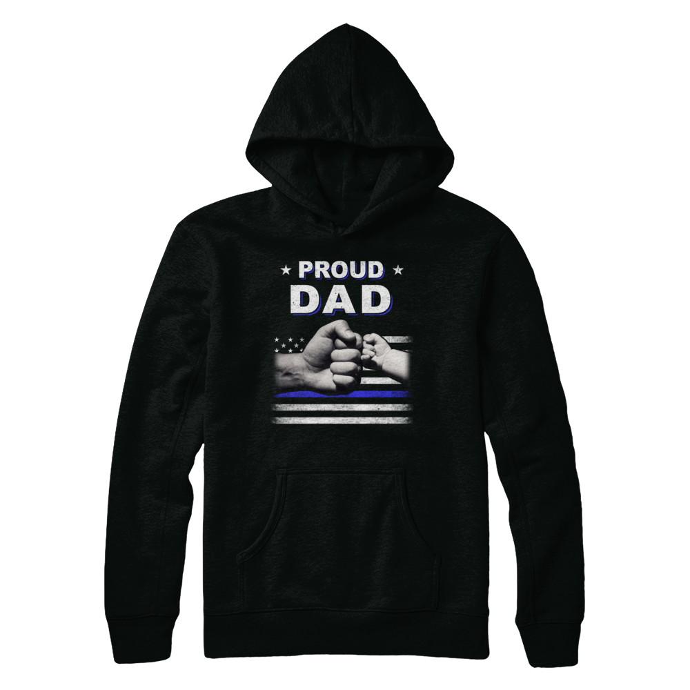 Proud Dad Police Thin Blue Line Flag Fathers Day-T-Shirt & Hoodie-Pullover Hoodie-Black