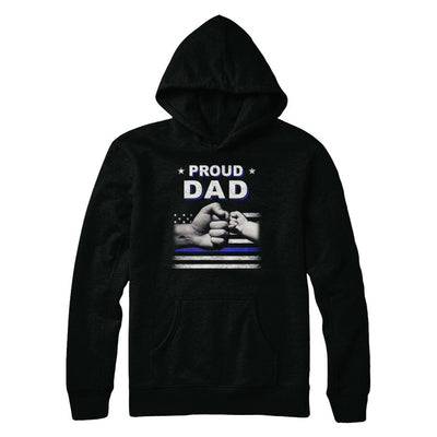 Proud Dad Police Thin Blue Line Flag Fathers Day-T-Shirt & Hoodie-Pullover Hoodie-Black