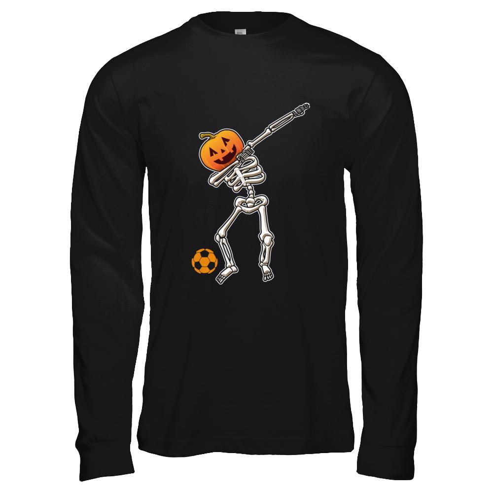 Halloween Dabbing Skeleton Soccer-T-Shirt & Hoodie-Long Sleeve T-Shirt-Black