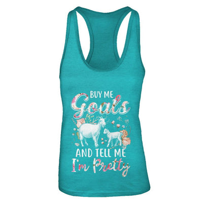 Buy Me Goats And Tell Me I'm Pretty-T-Shirt & Tank Top-Women's Ideal Racerback Tank-Tahiti Blue