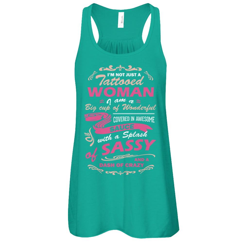 I'm Not Just A Tattooed Woman I'm A Big Cup Of Wonderful-T-Shirt & Tank Top-Women's Flowy Racerback Tank-Kelly