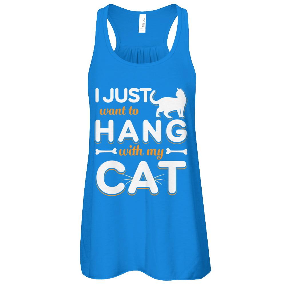 I Just Want To Hang With My Cat-T-Shirt & Tank Top-Women's Flowy Racerback Tank-True Royal