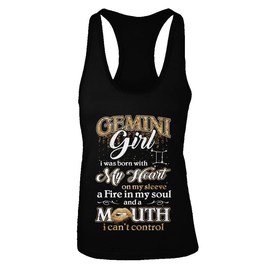 I'm A Gemini Girl Lipstick May June Funny Zodiac Birthday-T-Shirt & Tank Top-Women's Ideal Racerback Tank-Black