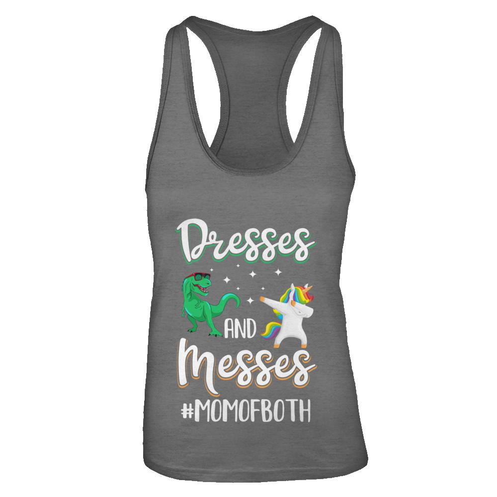 Dresses And Messes Mom Of Both Funny Gift For Mom-T-Shirt & Tank Top-Women's Ideal Racerback Tank-Dark Grey