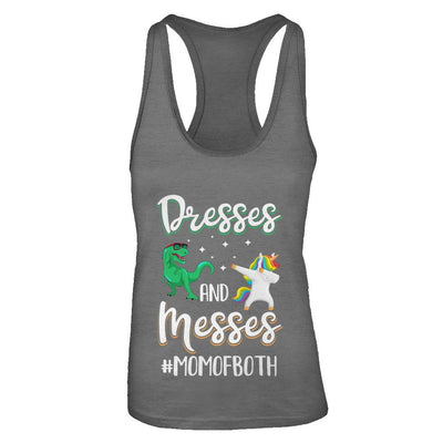 Dresses And Messes Mom Of Both Funny Gift For Mom-T-Shirt & Tank Top-Women's Ideal Racerback Tank-Dark Grey