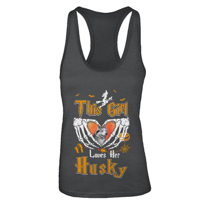 This Girl Love Her Dog Husky Halloween-T-Shirt & Tank Top-Women's Ideal Racerback Tank-Black
