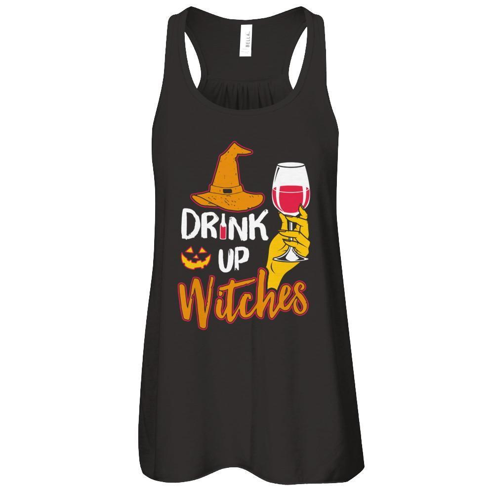 Drink Up Witches Funny Halloween Wine Lover-T-Shirt & Tank Top-Women's Flowy Racerback Tank-Black