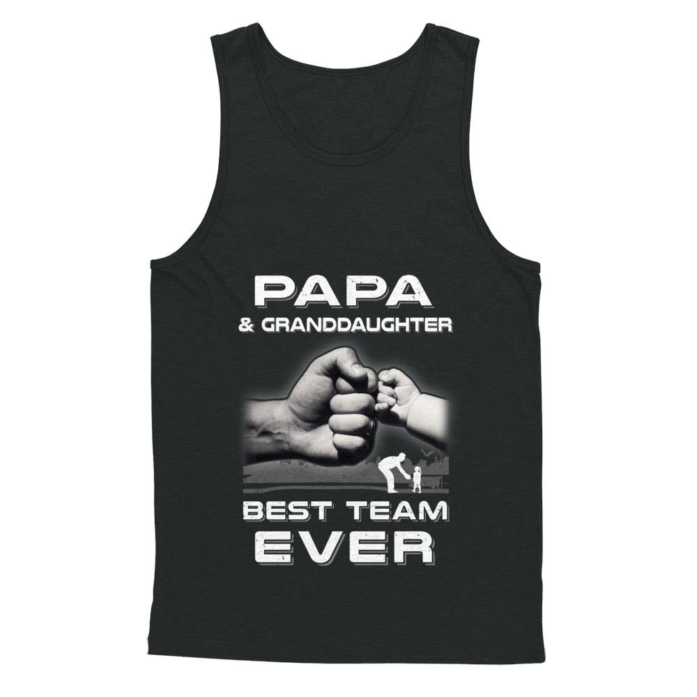 Papa And Granddaughter Best Team Ever Fathers Day-T-Shirt & Hoodie-Unisex Tank-Black