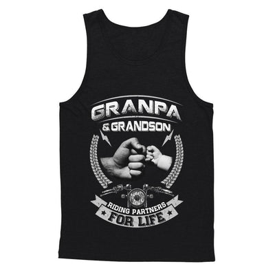 Motocross Grandpa And Grandson Riding Partners For Life-T-Shirt & Hoodie-Unisex Tank-Black