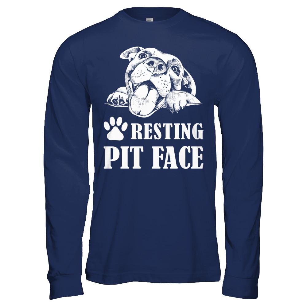 Resting Pit Face-T-Shirt & Hoodie-Long Sleeve T-Shirt-Navy
