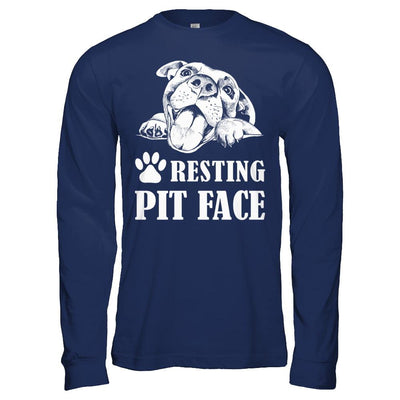 Resting Pit Face-T-Shirt & Hoodie-Long Sleeve T-Shirt-Navy
