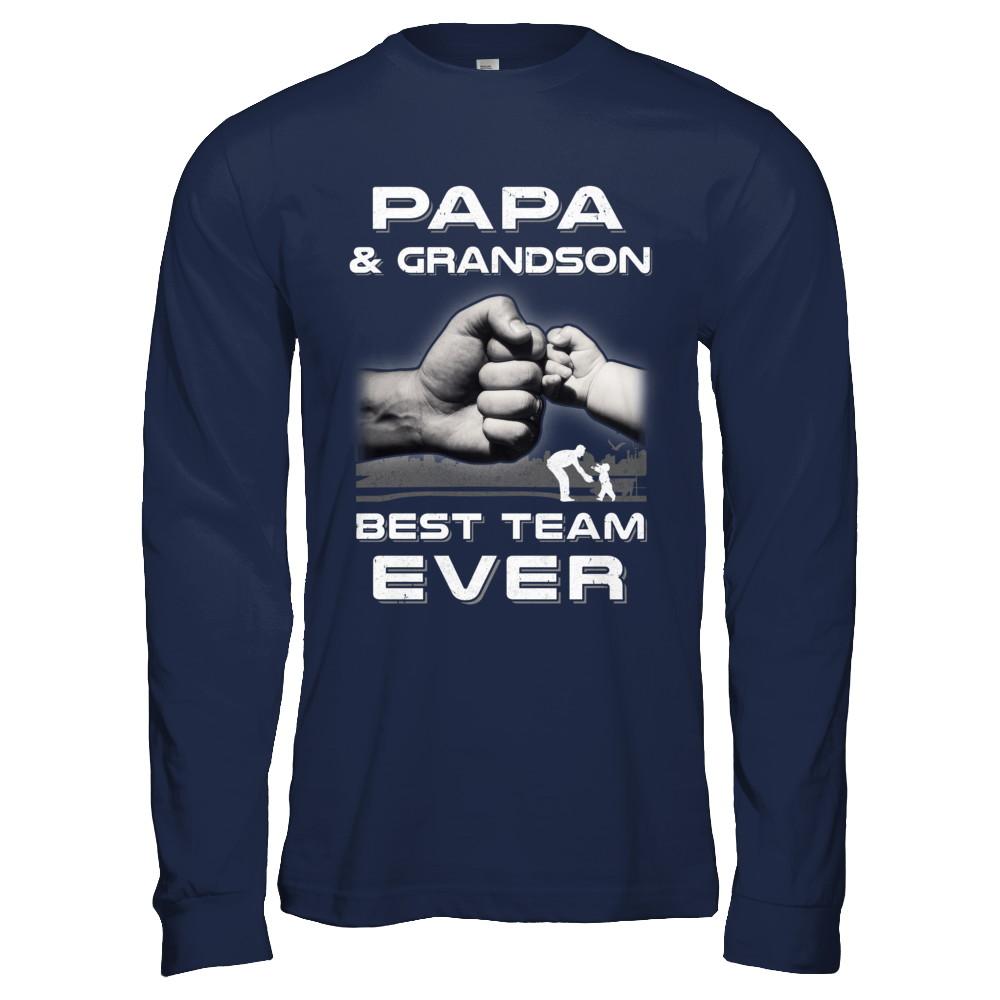 Papa And Grandson Best Team Ever Fathers Day-T-Shirt & Hoodie-Long Sleeve T-Shirt-Navy