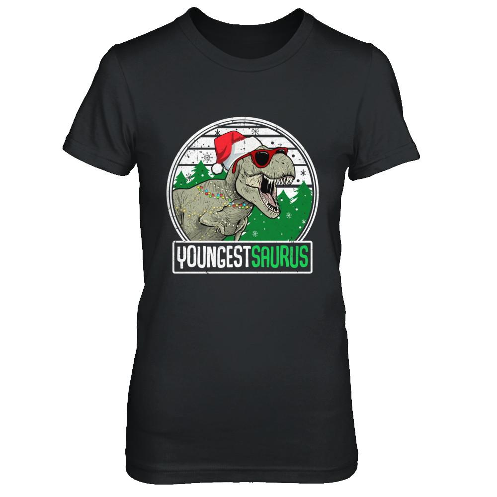 Youngestsaurus Youngest Dinosaur T-Rex Family Christmas-T-Shirt & Sweatshirt-Women's T-Shirt-Black