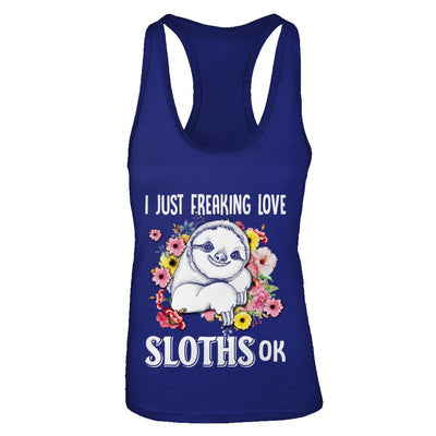 I Just Freaking Love Sloths-T-Shirt & Tank Top-Women's Ideal Racerback Tank-Royal