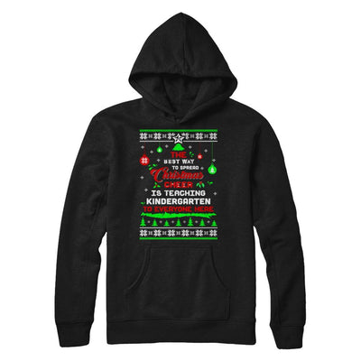 Teacher Christmas Cheer Teaching Kindergarten Everyone Sweater-T-Shirt & Sweatshirt-Pullover Hoodie-Black