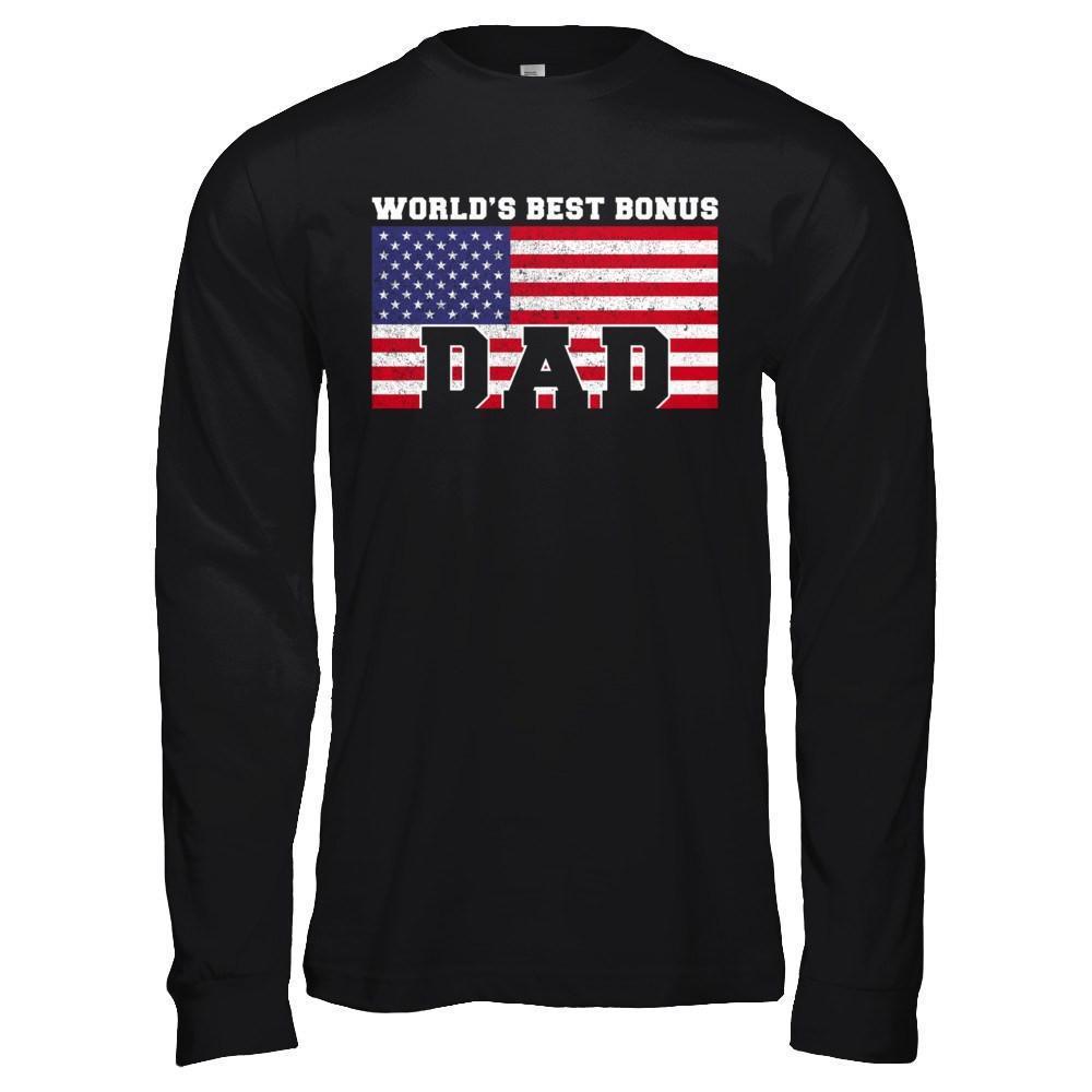 Worlds Best Bonus Dad Stepdad-T-Shirt & Hoodie-Long Sleeve T-Shirt-Black