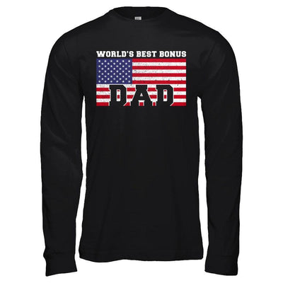 Worlds Best Bonus Dad Stepdad-T-Shirt & Hoodie-Long Sleeve T-Shirt-Black