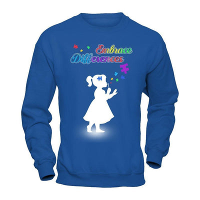 Autism Awareness Embrace Differences-T-Shirt & Hoodie-Crewneck Sweatshirt-Royal