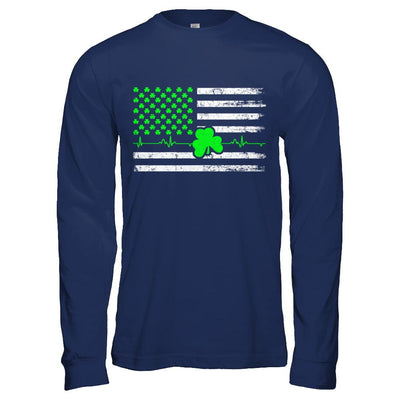 St. Patrick's Day Irish American Flag-T-Shirt & Hoodie-Long Sleeve T-Shirt-Navy
