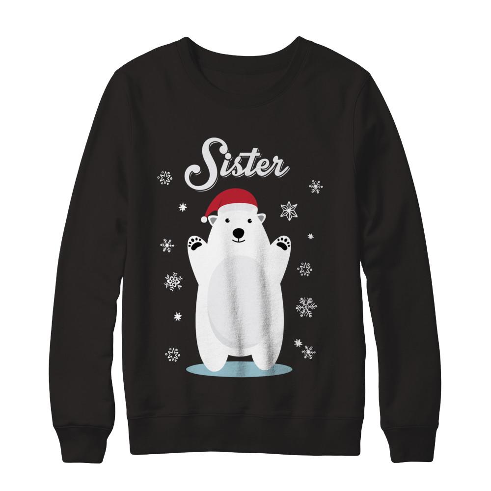 Sister Bear Christmas Santa Pajamas-T-Shirt & Sweatshirt-Crewneck Sweatshirt-Black