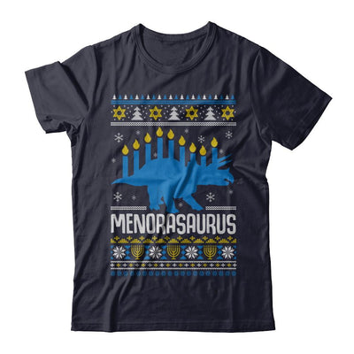Funny Ugly Hanukkah Dinosaur Menorasaurus Sweater-T-Shirt & Sweatshirt-Premium T-Shirt-Midnight Navy