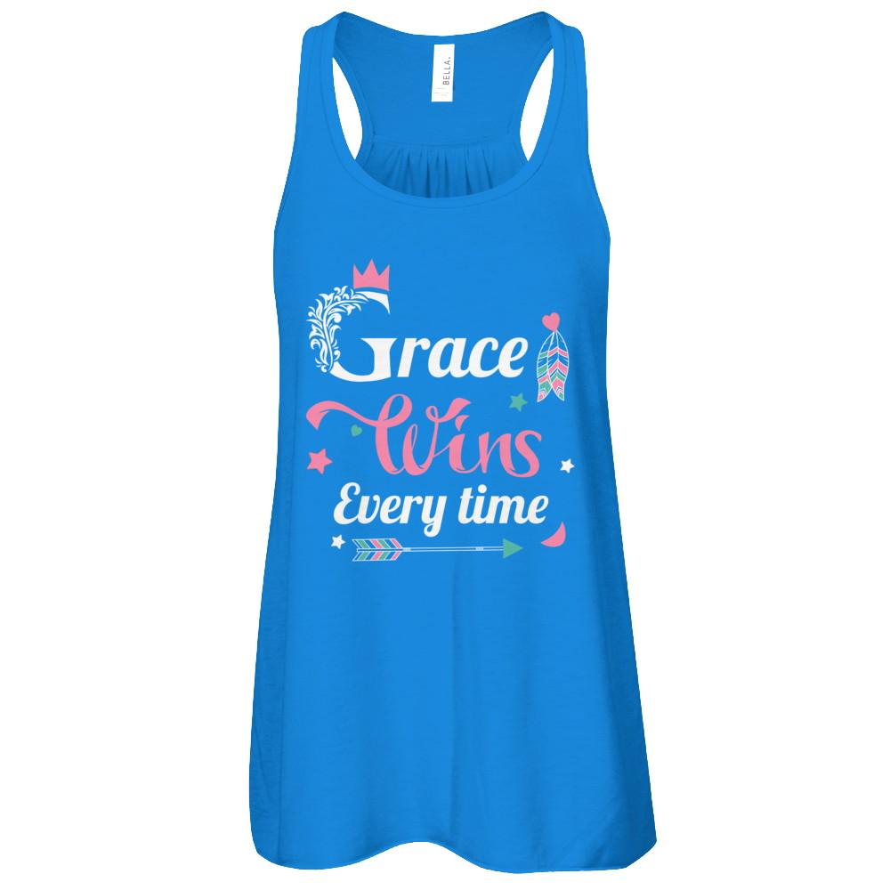 Grace Wins Every Time-T-Shirt & Tank Top-Women's Flowy Racerback Tank-True Royal