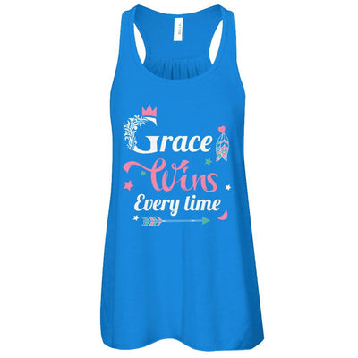 Grace Wins Every Time-T-Shirt & Tank Top-Women's Flowy Racerback Tank-True Royal