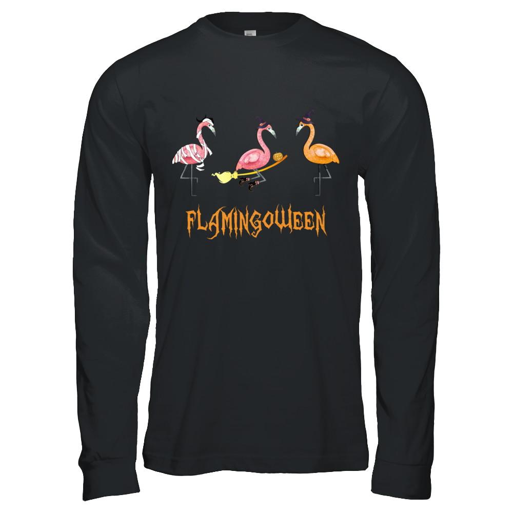 Funny Flamingoween Flamingo Halloween Gifts-T-Shirt & Hoodie-Long Sleeve T-Shirt-Black