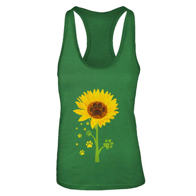 Funny Sunflower Cat Dog Paw Lover-T-Shirt & Tank Top-Women's Ideal Racerback Tank-Kelly Green