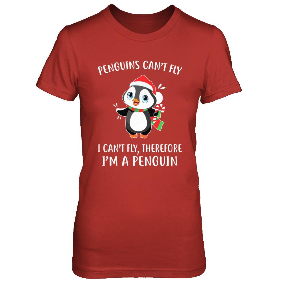 Funny Penguin I Can't Fly Christmas Gift-T-Shirt & Sweatshirt-Women's T-Shirt-Red