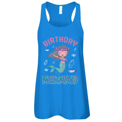 Birthday Mermaid Party Dabbing-T-Shirt & Tank Top-Women's Flowy Racerback Tank-True Royal