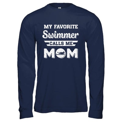 Swimming My Favorite Swimmer Call Me Mom Mothers Day-T-Shirt & Hoodie-Long Sleeve T-Shirt-Navy