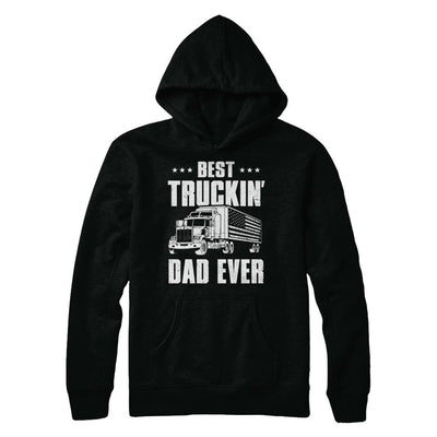 Best Truckin' Dad Ever American Flag Trucker Fathers Day-T-Shirt & Hoodie-Pullover Hoodie-Black