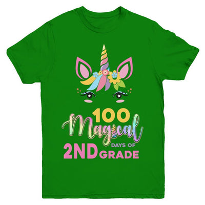100 Magical Days Of 2Nd Grade School Unicorn Girl Gift Youth-Youth Shirt-Youth T-Shirt-Irish Green