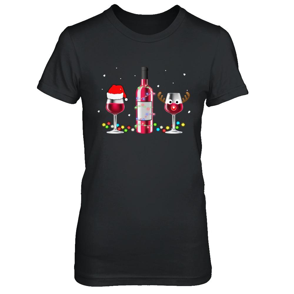 Xmas Merry Christmas Wine Winey Gift-T-Shirt & Sweatshirt-Women's T-Shirt-Black