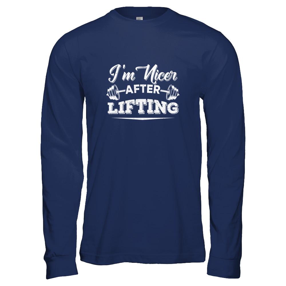 I'm Nicer After Lifting-T-Shirt & Tank Top-Long Sleeve T-Shirt-Navy